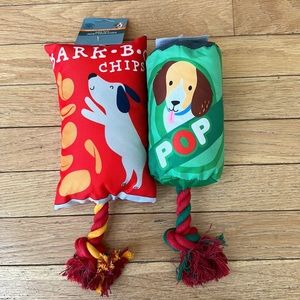 Dog chips and soda squeaky rope toy